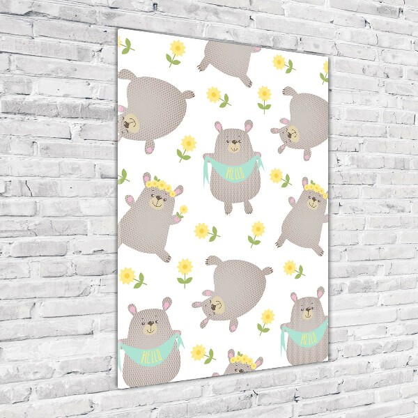 Quadro di vetro verticale Piccoli orsi