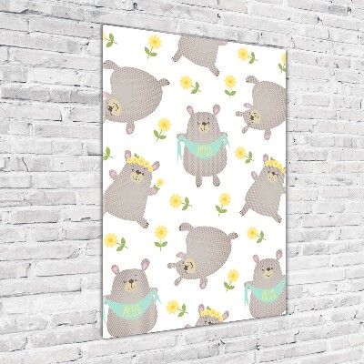 Quadro di vetro verticale Piccoli orsi