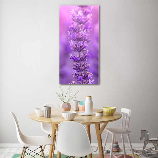 Quadro di vetro verticale Campo di lavanda