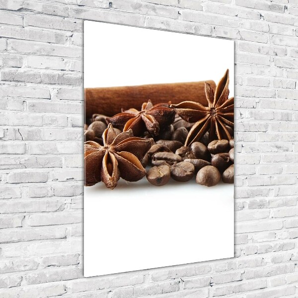 Quadro in vetro verticale Chicchi di caffè