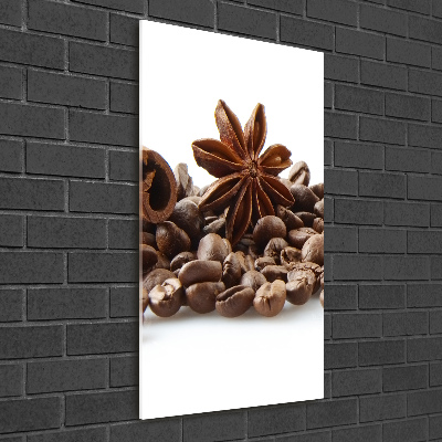 Quadro di vetro verticale Chicchi di caffè