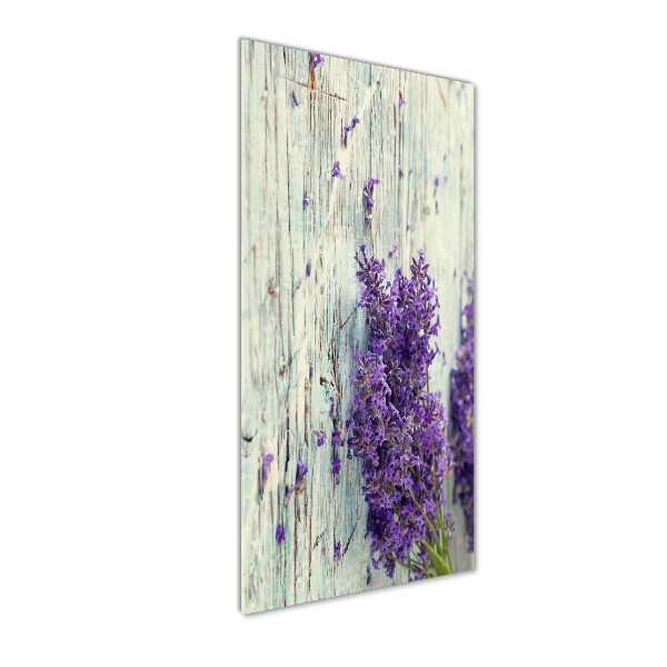 Quadro vetro verticale Lavanda su legno