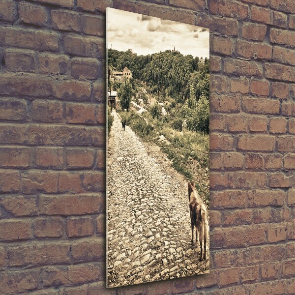 Quadro stampa su vetro verticale Due cani della collina