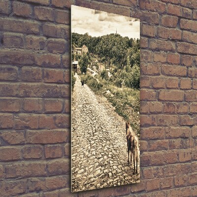 Quadro stampa su vetro verticale Due cani della collina