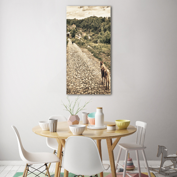 Quadro stampa su vetro verticale Due cani della collina