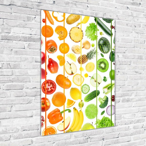 Quadro in vetro verticale Frutta e verdura