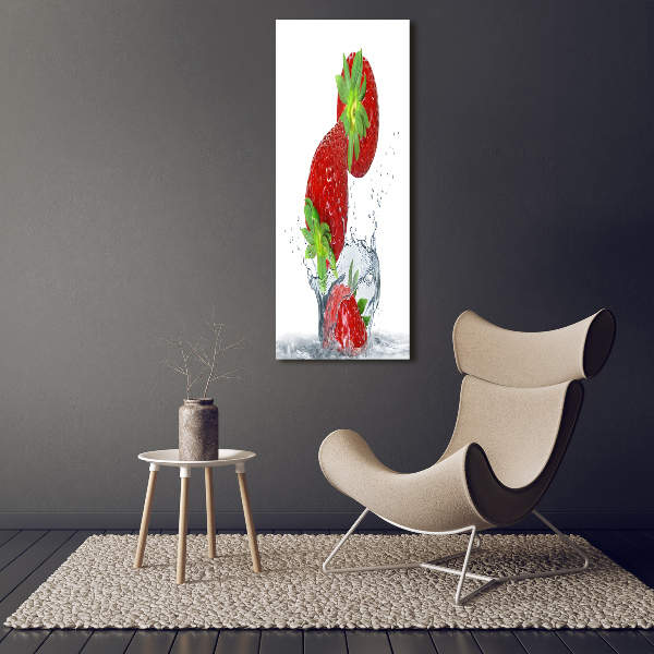 Quadro di vetro verticale Fragole
