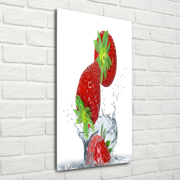 Quadro di vetro verticale Fragole