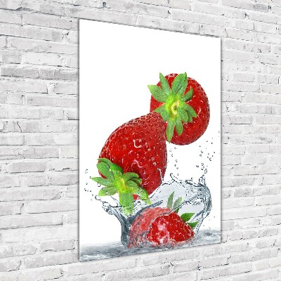 Quadro di vetro verticale Fragole