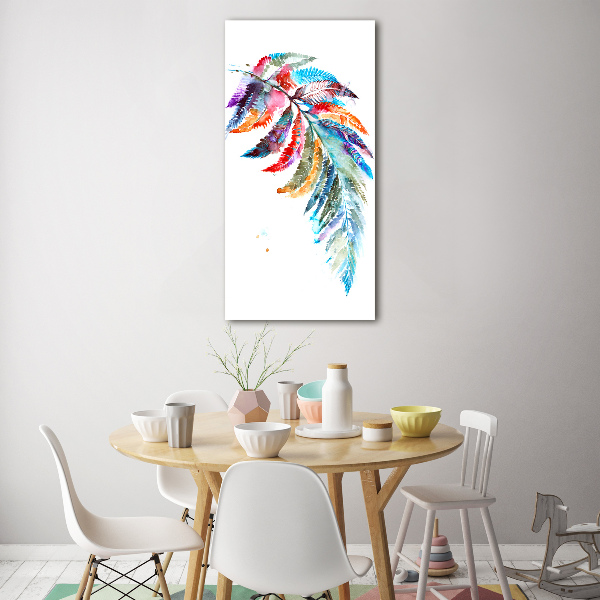 Quadro vetro verticale Felce colorata