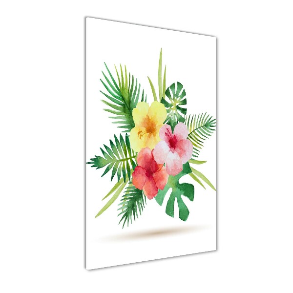 Quadro vetro verticale Fiori hawaiani