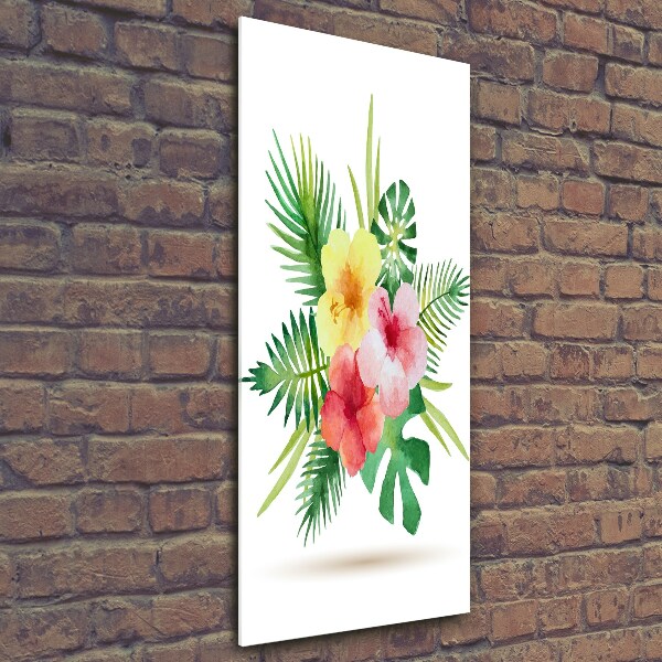 Quadro vetro verticale Fiori hawaiani