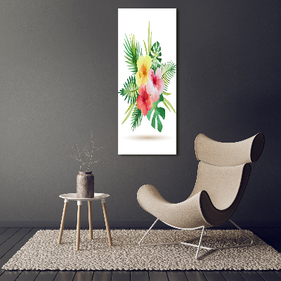 Quadro vetro verticale Fiori hawaiani