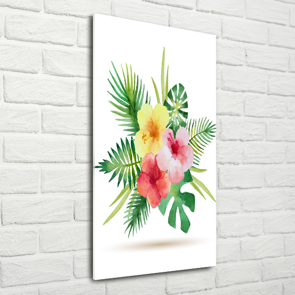 Quadro vetro verticale Fiori hawaiani