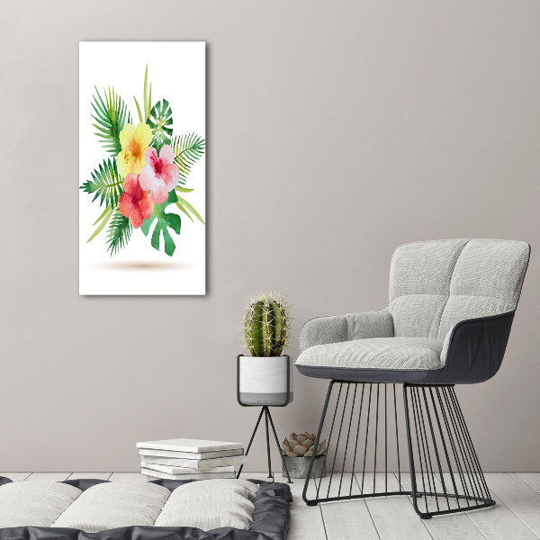 Quadro vetro verticale Fiori hawaiani