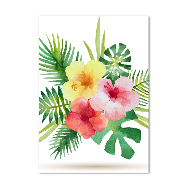 Quadro vetro verticale Fiori hawaiani