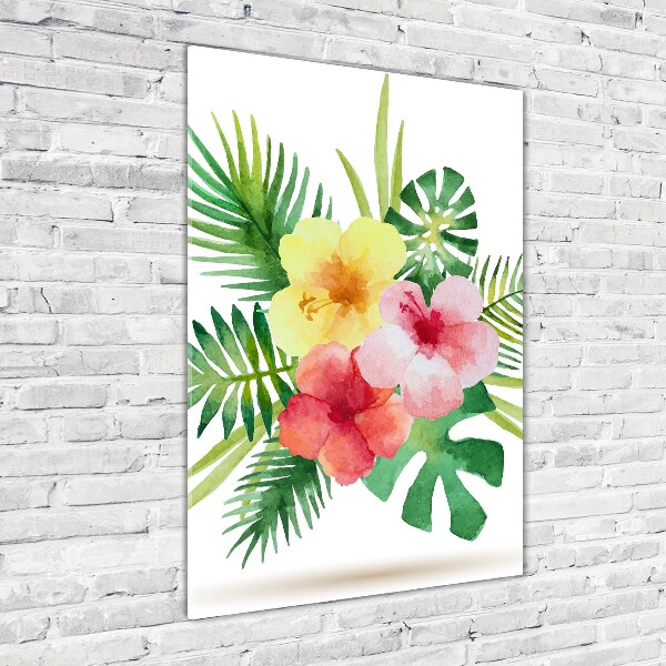 Quadro vetro verticale Fiori hawaiani