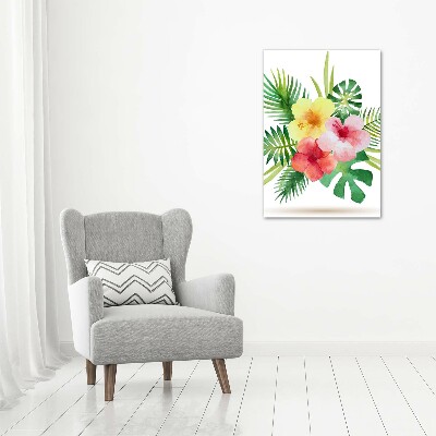 Quadro vetro verticale Fiori hawaiani