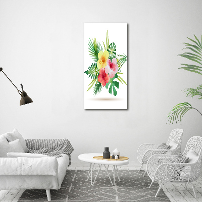 Quadro vetro verticale Fiori hawaiani