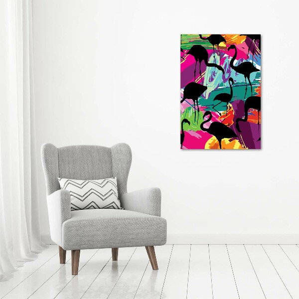 Quadro vetro verticale Fenicotteri