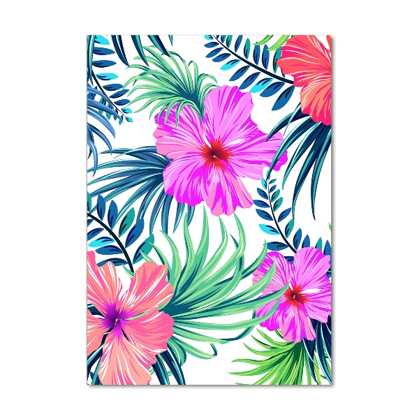 Quadro in vetro verticale Fiori hawaiani