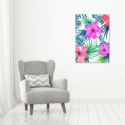 Quadro in vetro verticale Fiori hawaiani