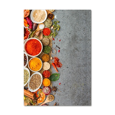 Quadro in vetro verticale Spezie colorate