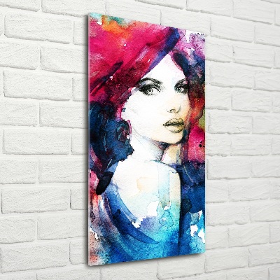 Quadro in vetro verticale Donna astratta