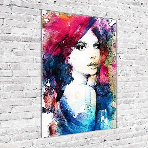 Quadro in vetro verticale Donna astratta