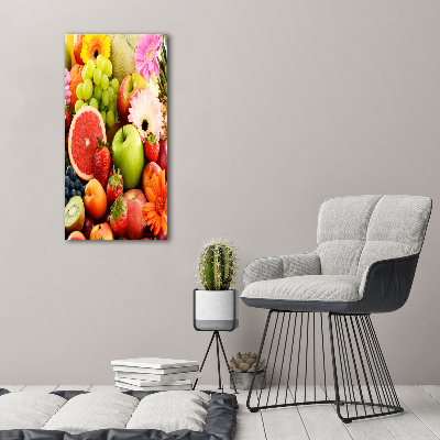 Quadro di vetro verticale Frutta e fiori