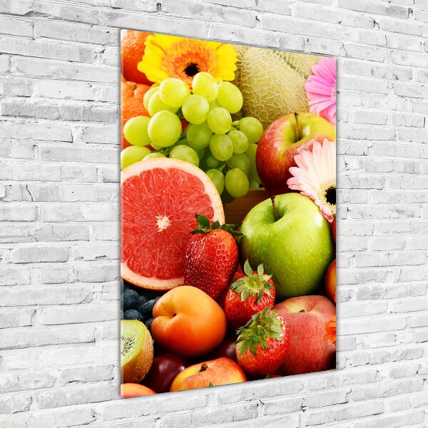 Quadro di vetro verticale Frutta e fiori