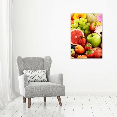 Quadro di vetro verticale Frutta e fiori