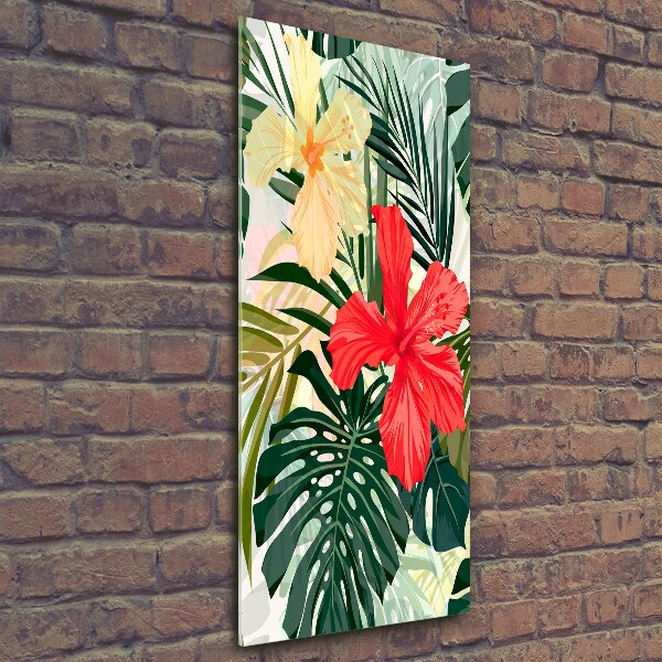 Quadro di vetro verticale Fiori hawaiani