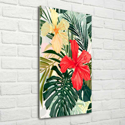 Quadro di vetro verticale Fiori hawaiani