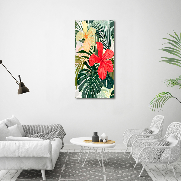 Quadro di vetro verticale Fiori hawaiani
