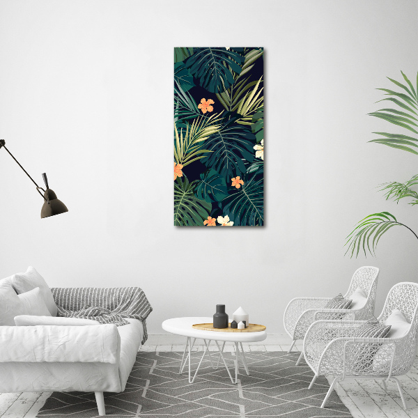 Quadro stampa su vetro verticale Fiori hawaiani