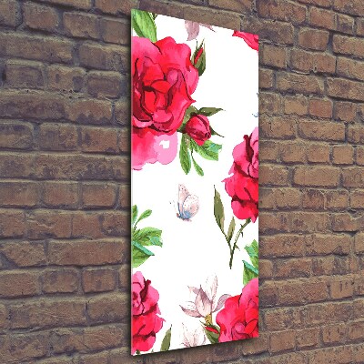 Quadro vetro verticale Rose rosse