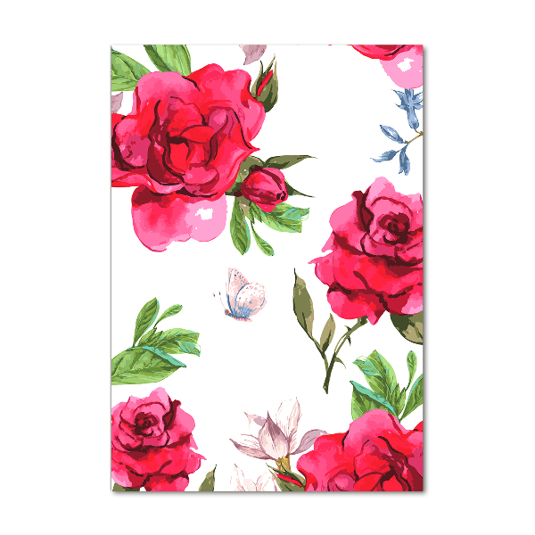 Quadro vetro verticale Rose rosse