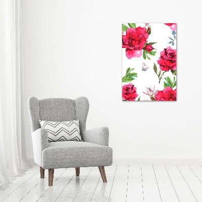 Quadro vetro verticale Rose rosse