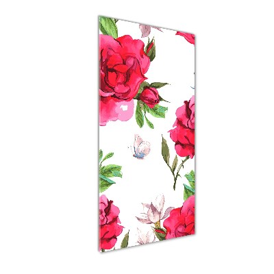 Quadro vetro verticale Rose rosse
