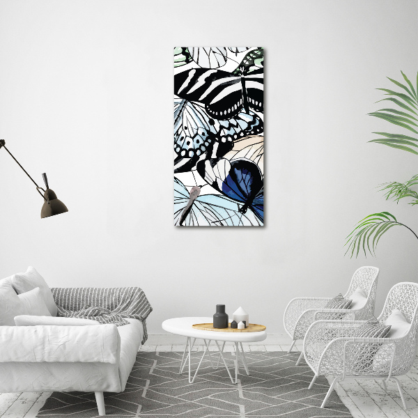 Quadro in vetro verticale Farfalle