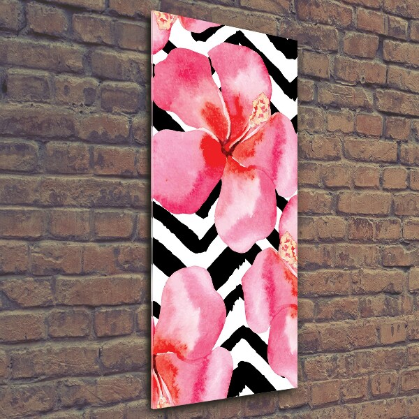 Quadro in vetro verticale Fiori hawaiani