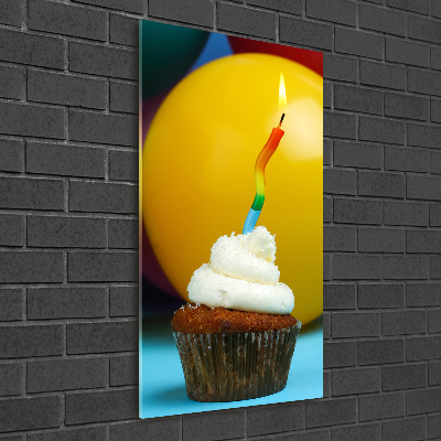 Quadro in vetro verticale Cupcake di compleanno