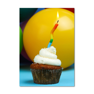 Quadro in vetro verticale Cupcake di compleanno