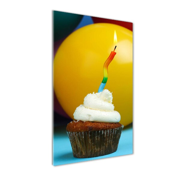 Quadro in vetro verticale Cupcake di compleanno