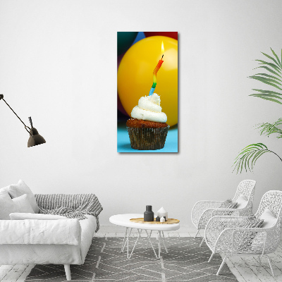Quadro in vetro verticale Cupcake di compleanno