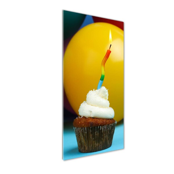 Quadro in vetro verticale Cupcake di compleanno