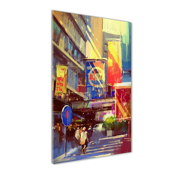 Quadro di vetro verticale Città colorata