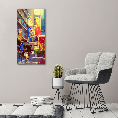 Quadro di vetro verticale Città colorata