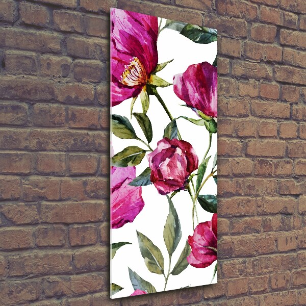 Quadro di vetro verticale Papaveri